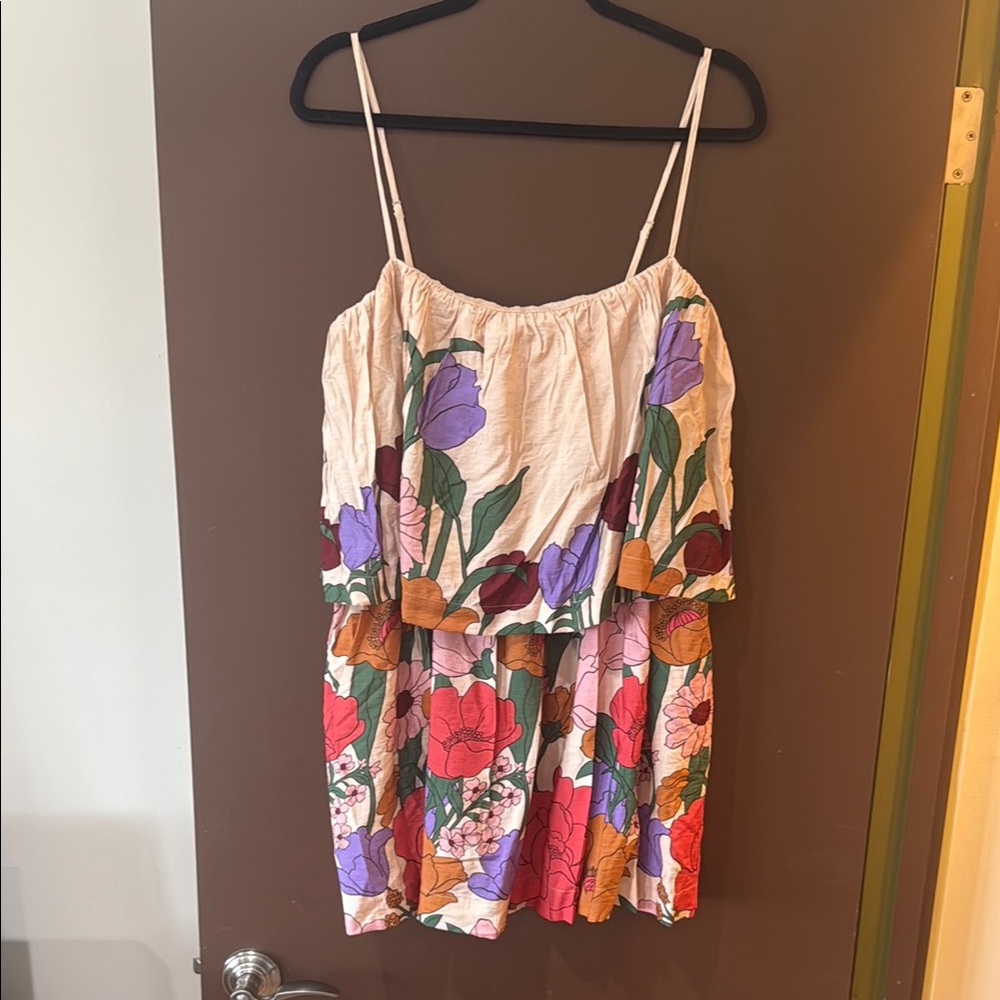 NWT FARM RIO for Anthropologie Tiered Floral Mini Dress - Picture 2 of 13